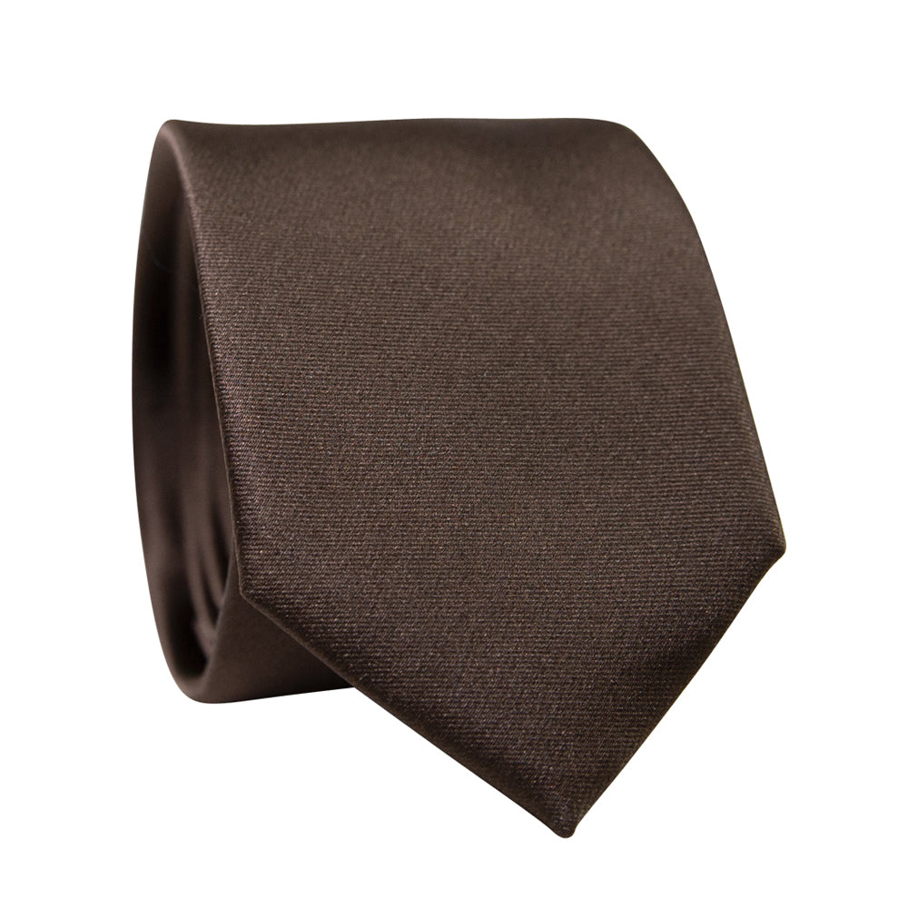 DAZI Brown Solid Polyester Satin Tie