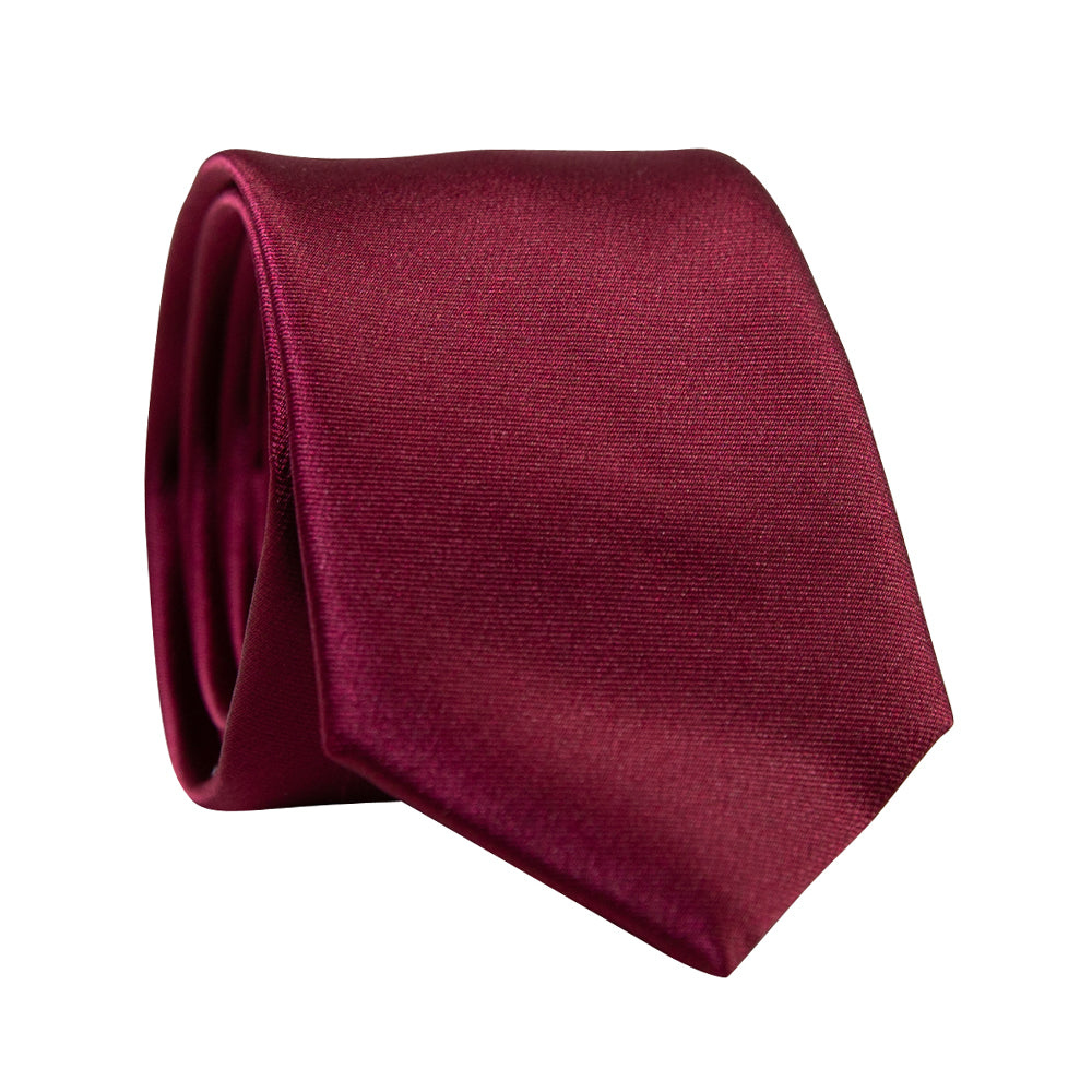 DAZI Burgundy Solid Polyester Satin Tie