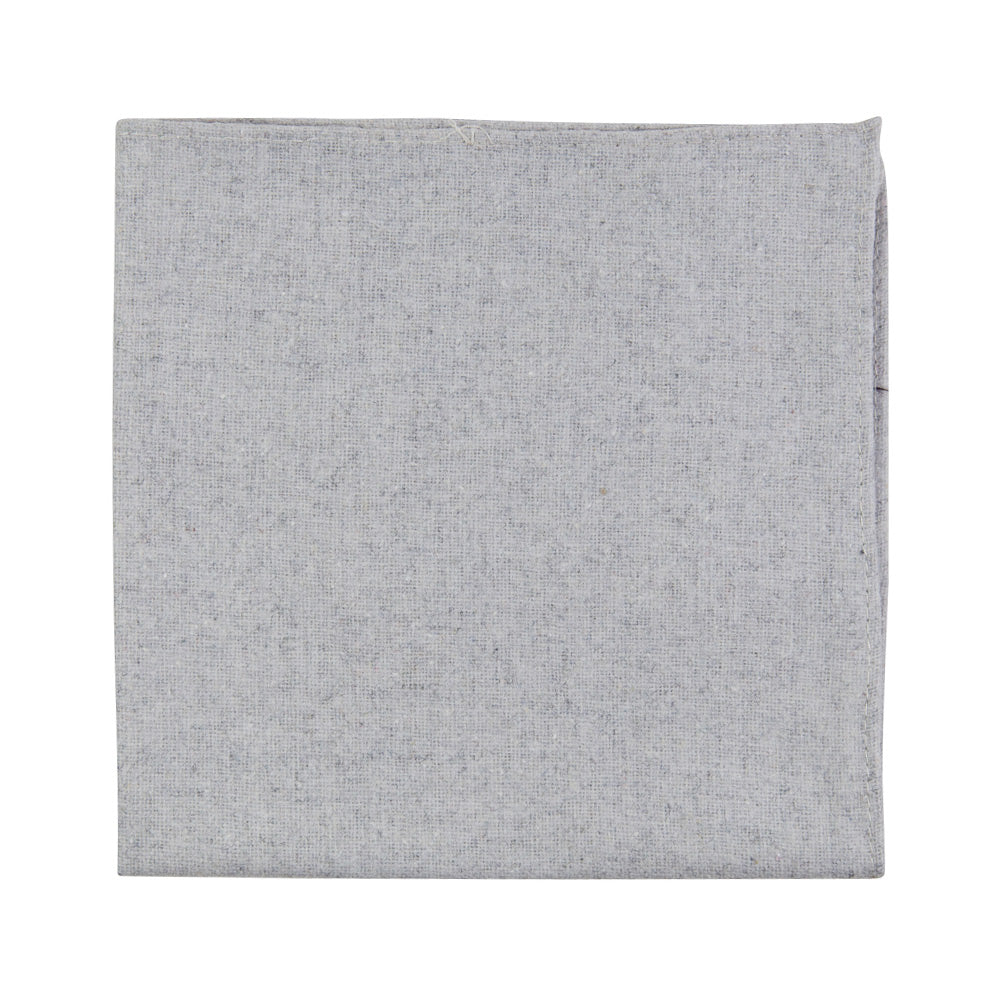 Onyx Pocket Square. Textured gray cotton/wool blend fabric. 