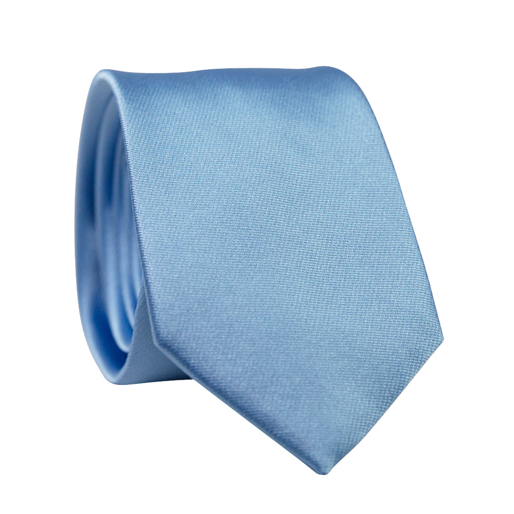 DAZI Dusty Blue Solid Polyester Satin Tie