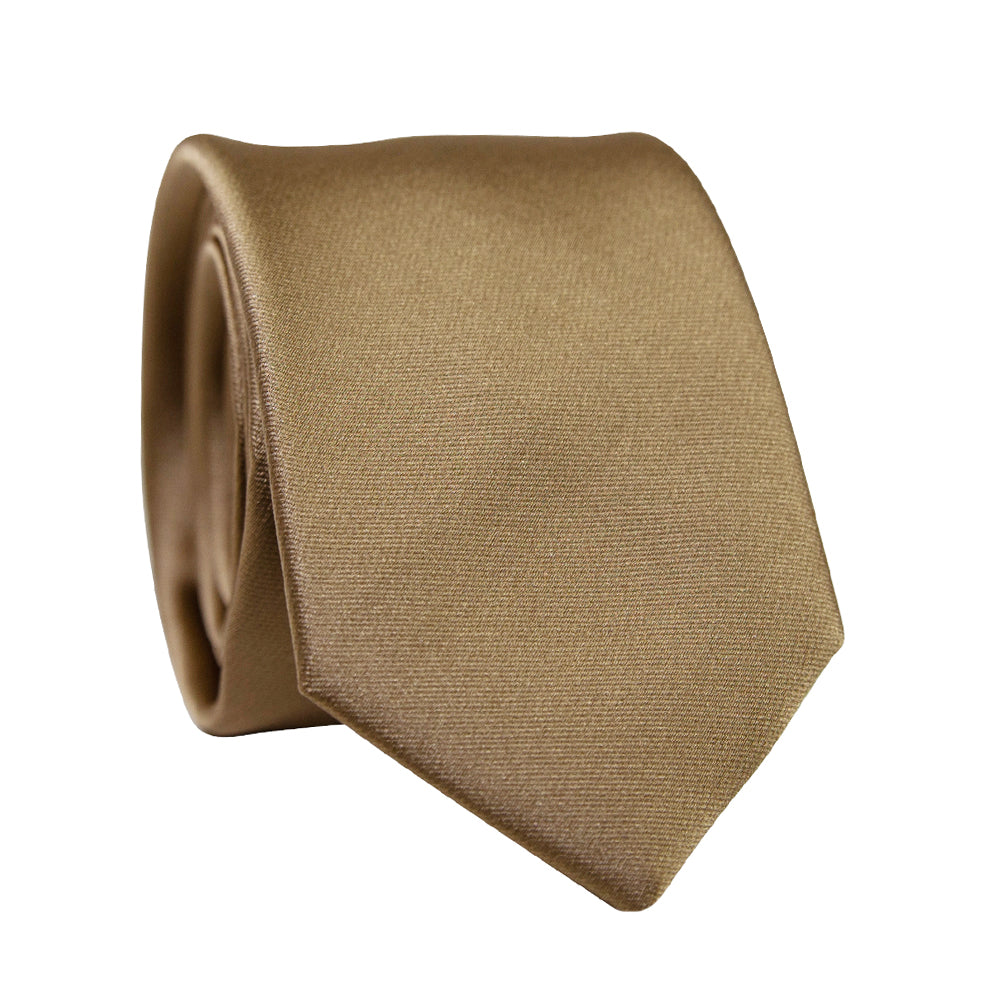 DAZI Gold Solid Polyester Satin Tie