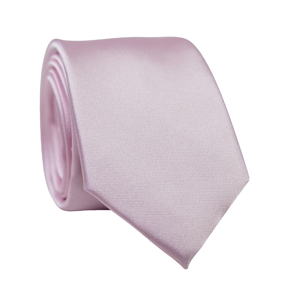 DAZI Light Pink Solid Polyester Satin Tie