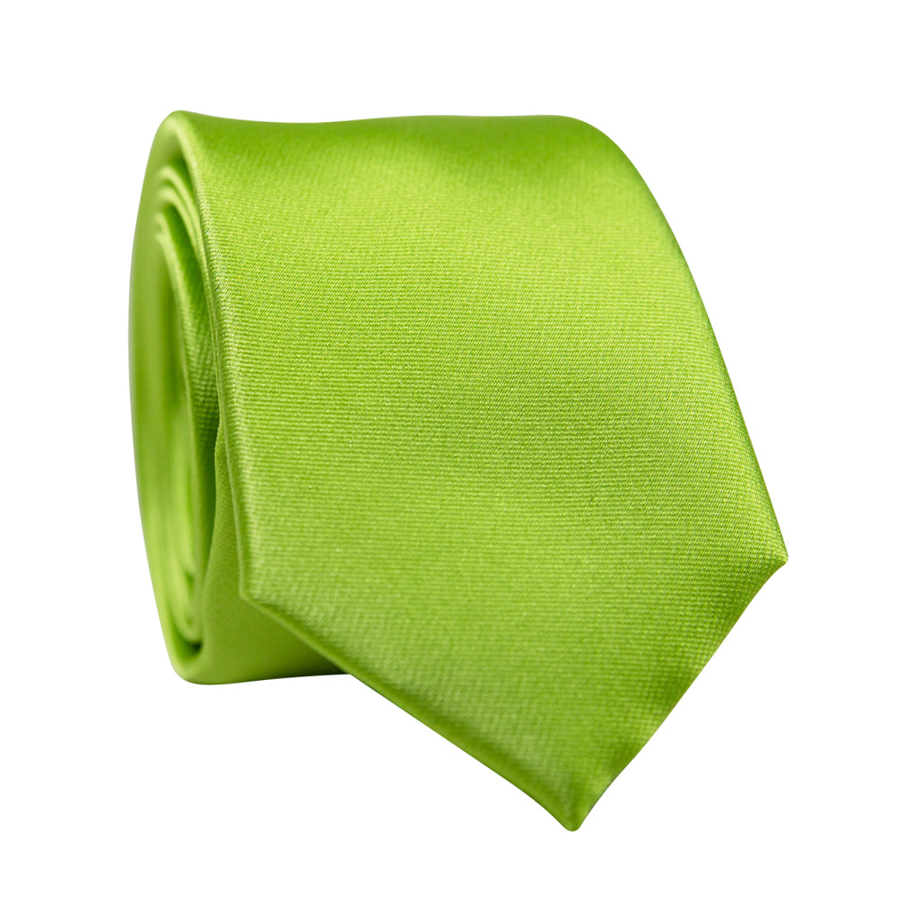 DAZI Lime Green Solid Polyester Satin Tie