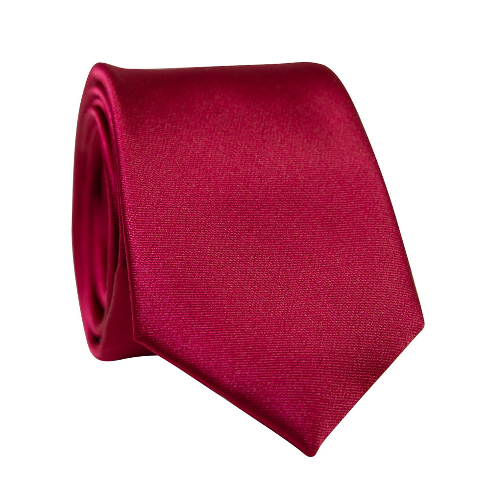 DAZI Maroon Solid Polyester Satin Tie