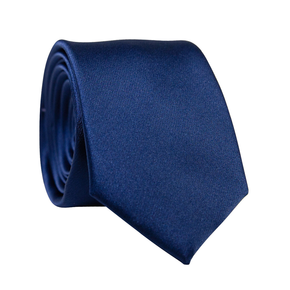 DAZI Navy Solid Polyester Satin Tie