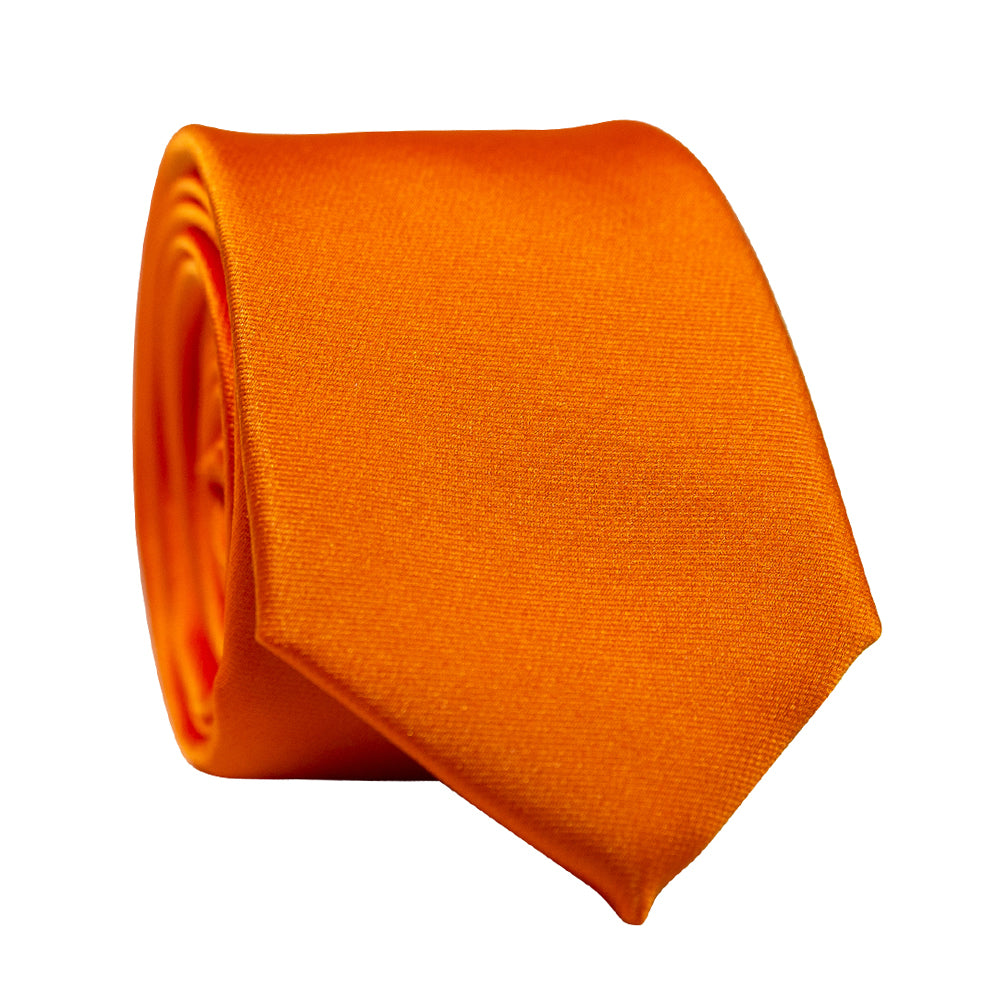 DAZI Orange Solid Polyester Satin Tie