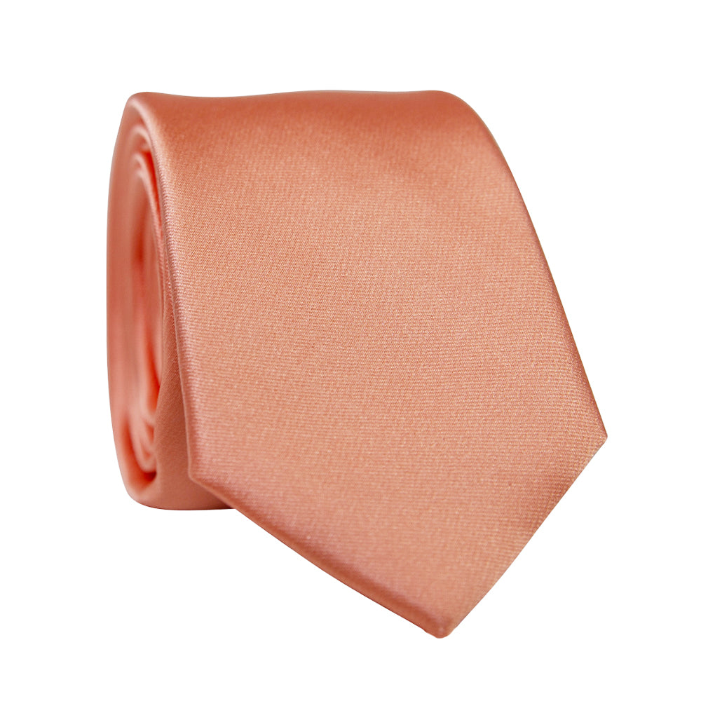 DAZI Peach Solid Polyester Satin Tie