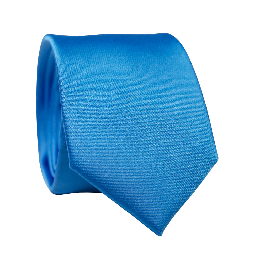 DAZI Sky Blue Solid Polyester Satin Tie