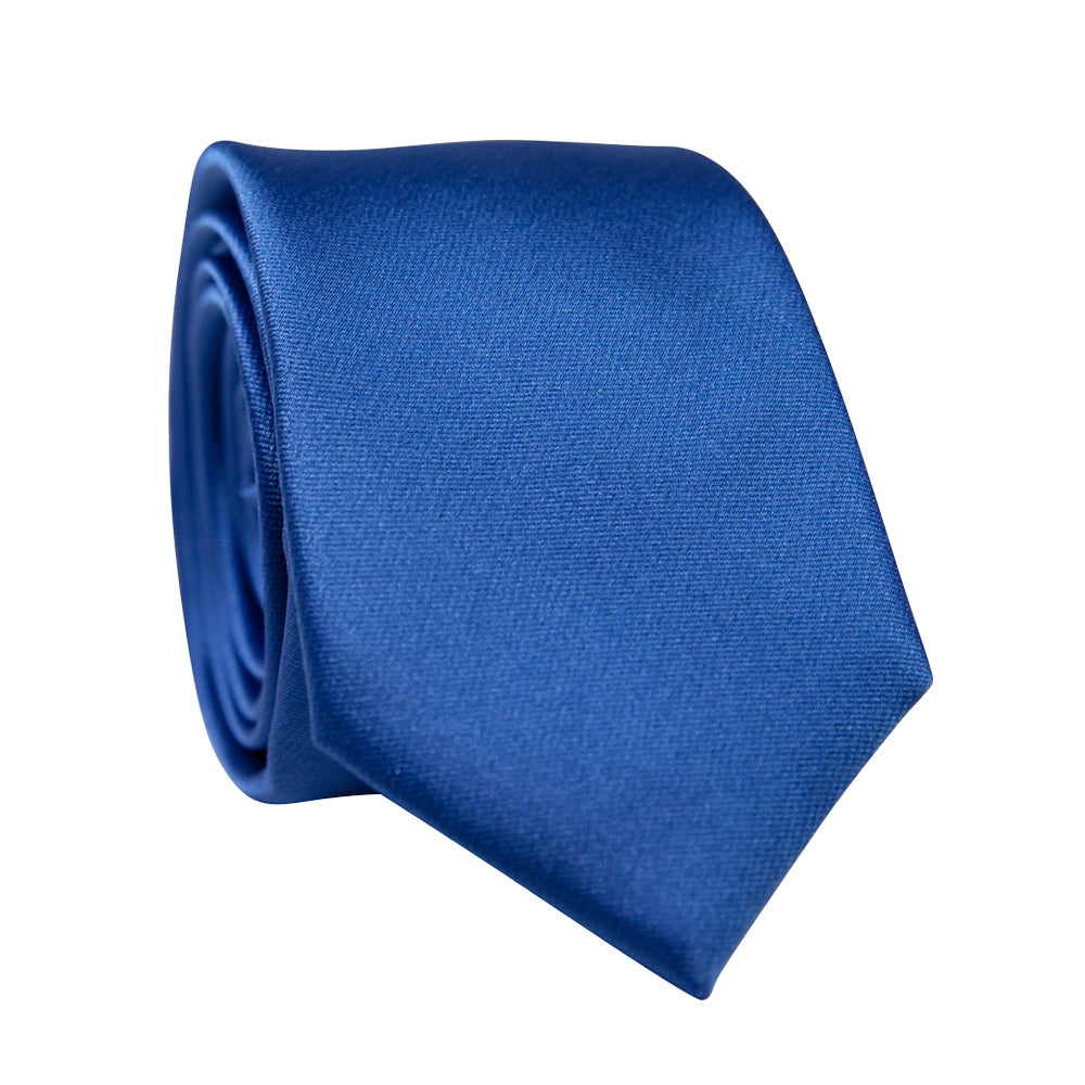DAZI Steel Blue Solid Polyester Satin Tie