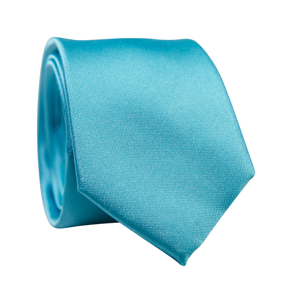 DAZI Turquoise Solid Polyester Satin Tie