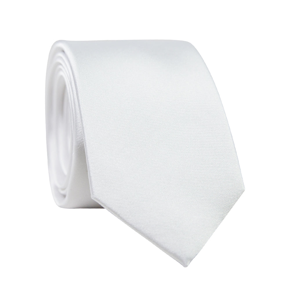 DAZI White Solid Polyester Satin Tie
