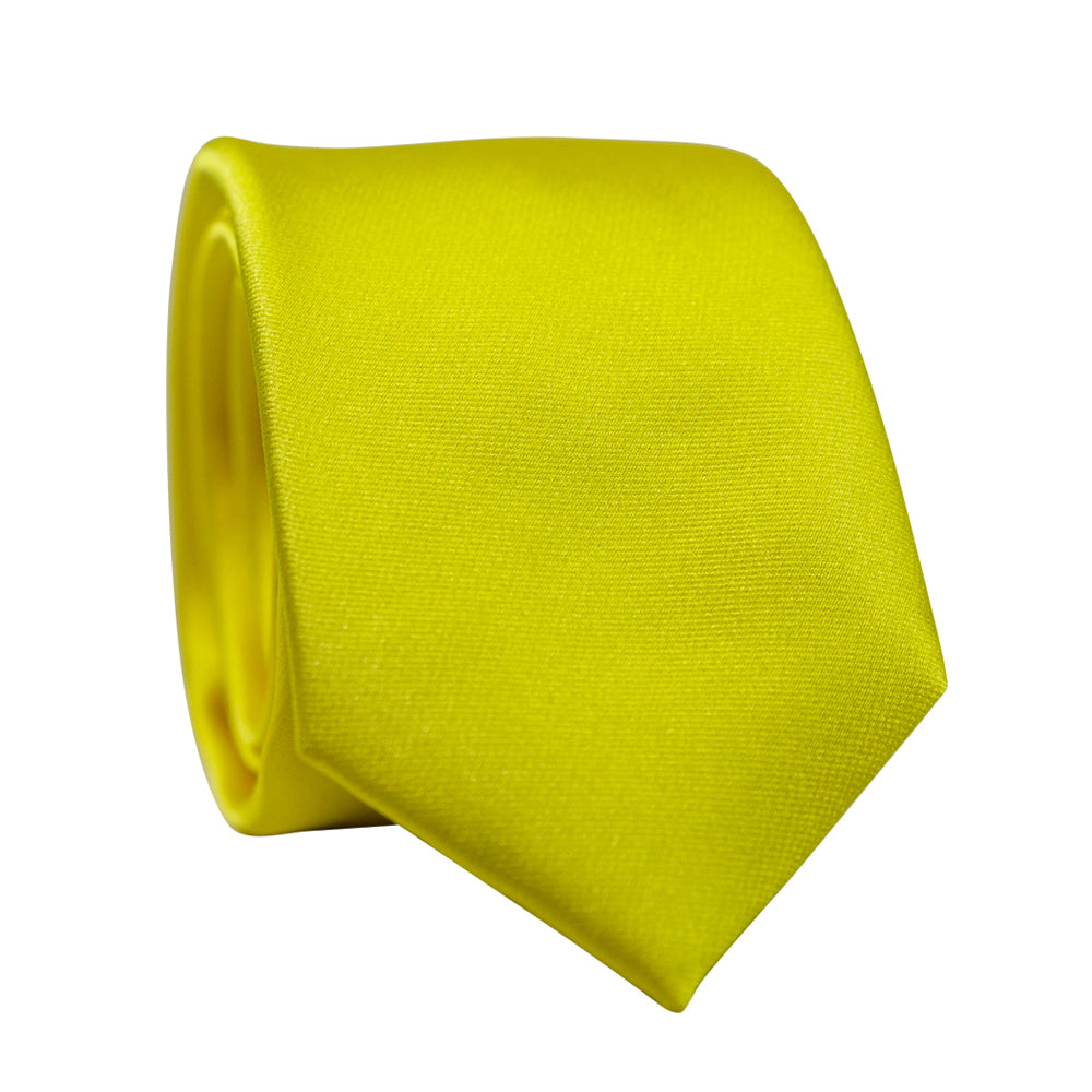 DAZI Yellow Solid Polyester Satin Tie