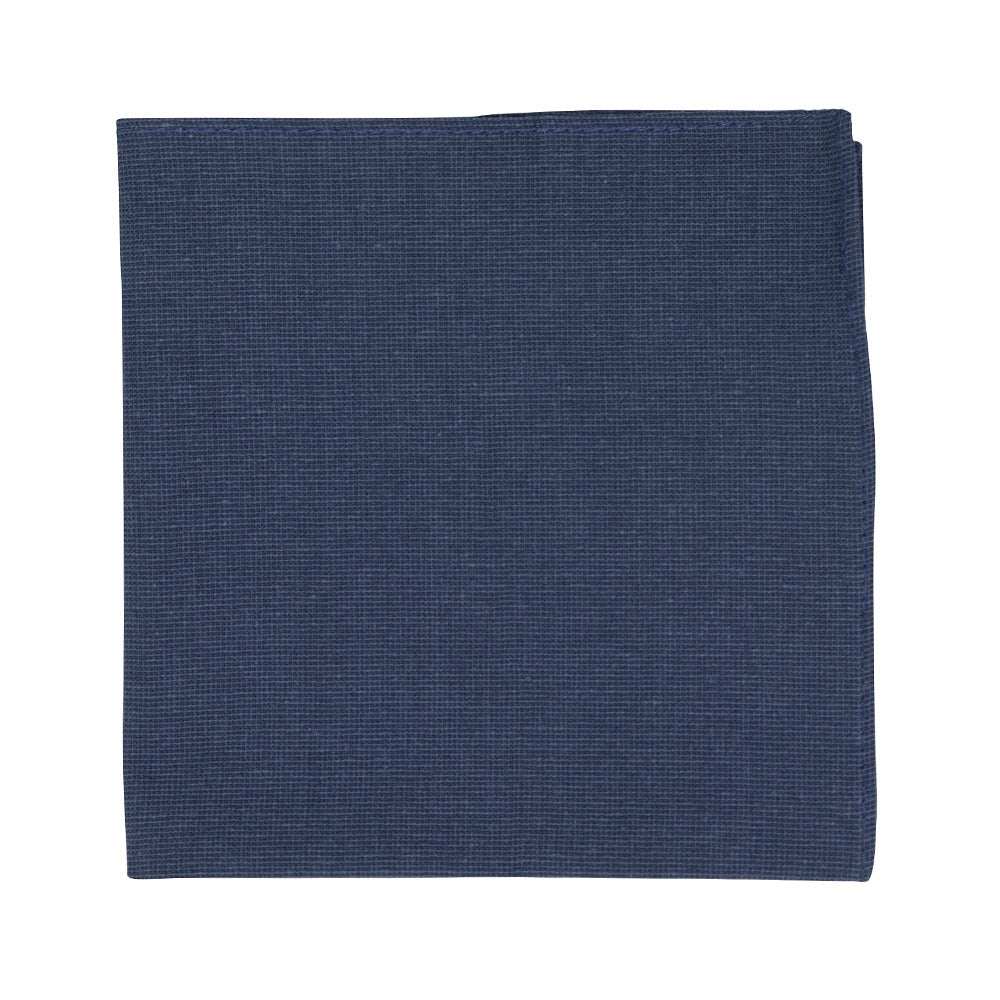 Navy Pocket Square. Textured solid navy blue fabric.
