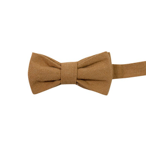 Timber Pre-Tied Bow Tie. Solid brown/orange textured fabric.