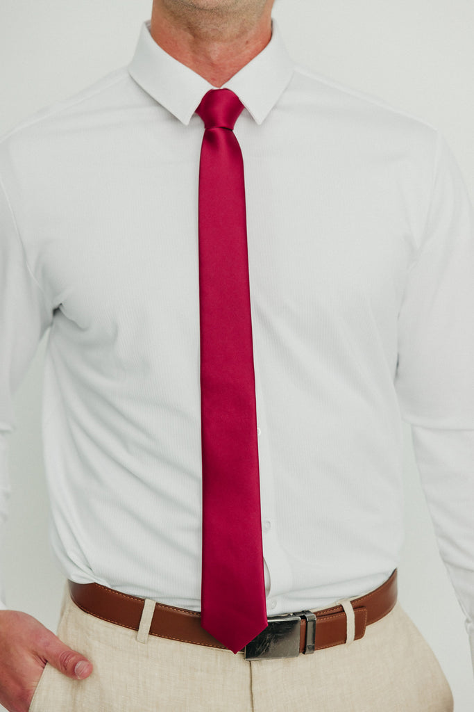 Solid Burgundy Satin Tie