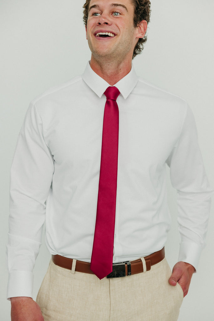 Solid Burgundy Satin Tie
