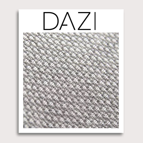 Calm Fabric Swatch Sample. 3" x 4" fabric sample on cardstock. Textured gray fabric with small textures of white throughout.