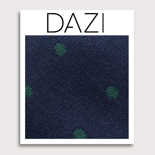 Cedar Spots Fabric Swatch Sample. 3" x 4" fabric sample on cardstock. Navy blue background with sage green spots. 