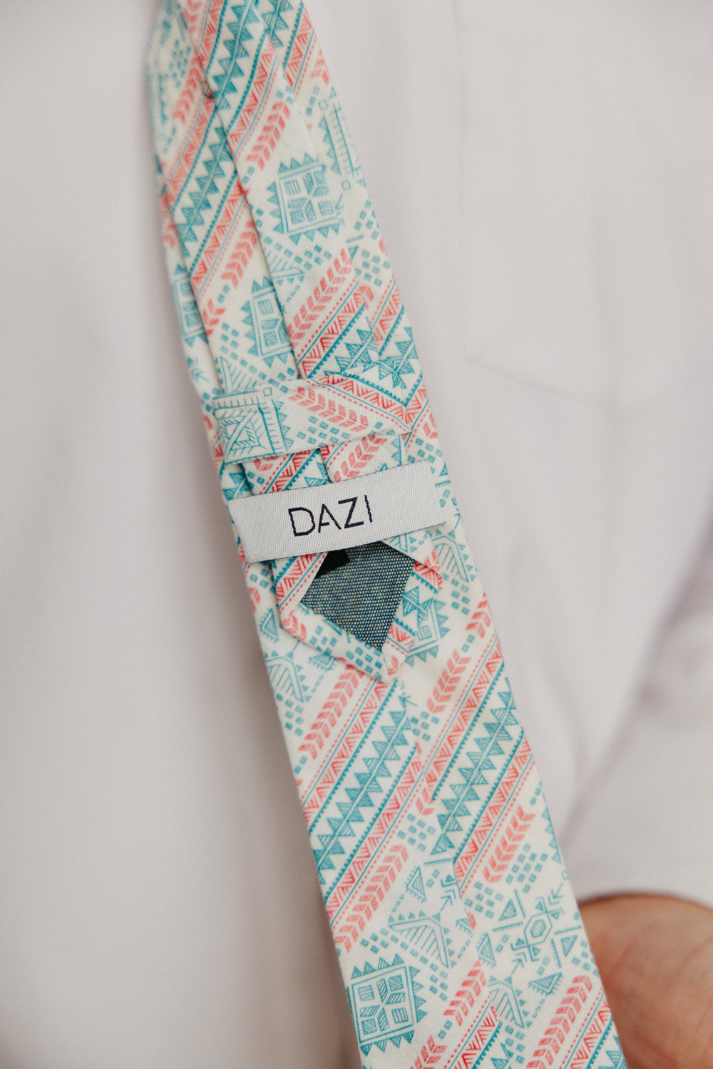 Aztec 2.5" Wide Skinny Tie worn with a white shirt.