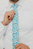 Blue Daisy 2.5" Wide Skinny Tie worn with a white shirt.