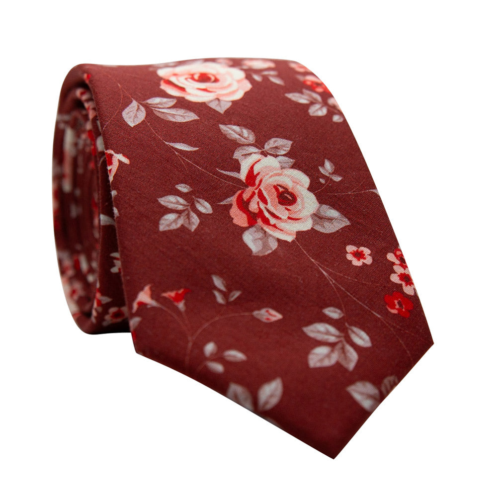 DAZI - Cranberry Blossom - Floral Necktie