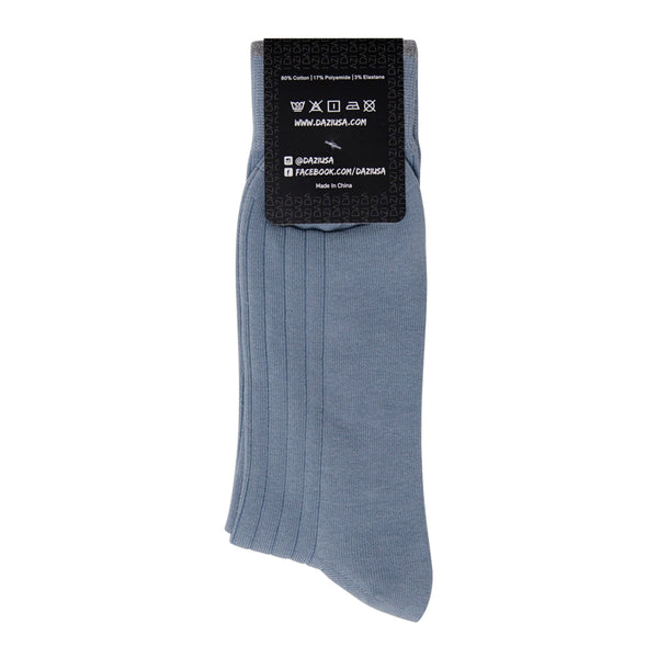 Dusty Ribbed Dress Socks, Dusty Grey Charcoal Black, Premium Cotton Blend, Durable and Comfortable for Men Formal Wear by DAZI