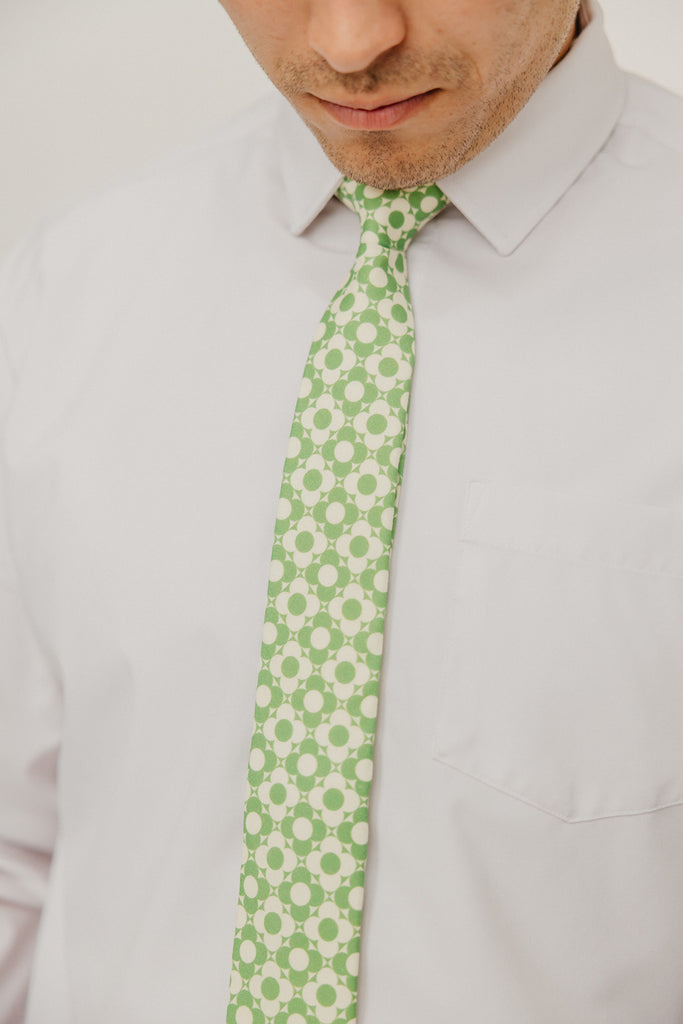 Groovy 2.5" Wide Skinny Tie worn with a white shirt.