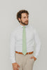 Groovy 3" Wide Standard Tie worn with a white shirt, brown belt and tan suit pants.