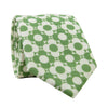 Groovy Skinny Tie. Light cream and sage green circle daisy flowers throughout.