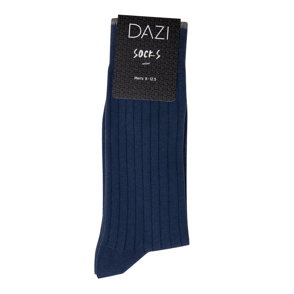 DAZI Dress Socks - Solid Navy Ribbed Dress Socks