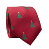 Red tie with green Christmas tree pattern