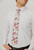 Rose Garden 3" Wide Standard Tie worn with a white shirt, black belt and black suit pants.