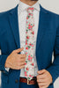 Rose Garden 2.5" Wide Skinny Tie worn with a white shirt, brown belt and royal blue suit.