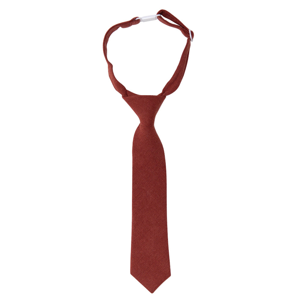 DAZI Rust Boys Tie. Pre-Tied Necktie on adjustable neck strap with clasp.
