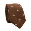 Sable Skinny Tie. Brown tie with cream or off white medium to small size dots.
