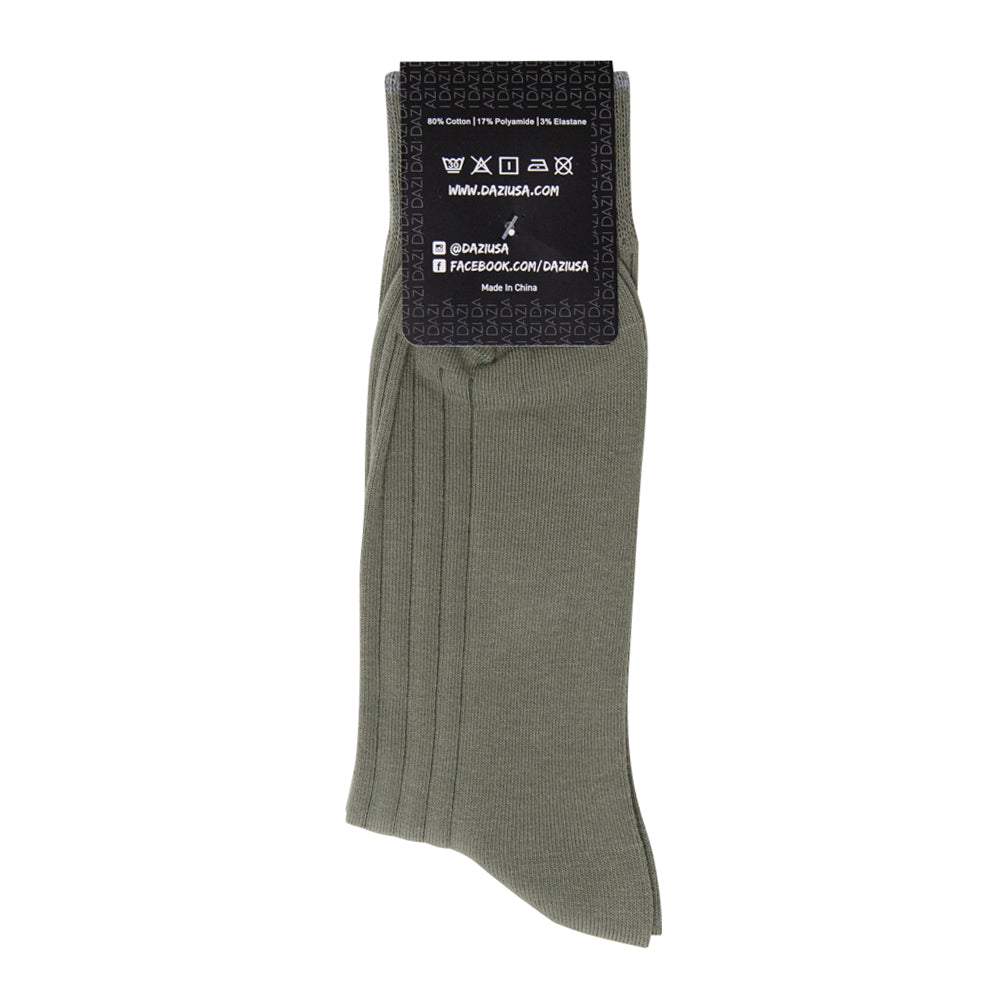DAZI Dress Socks - Solid Sage Ribbed Dress Socks