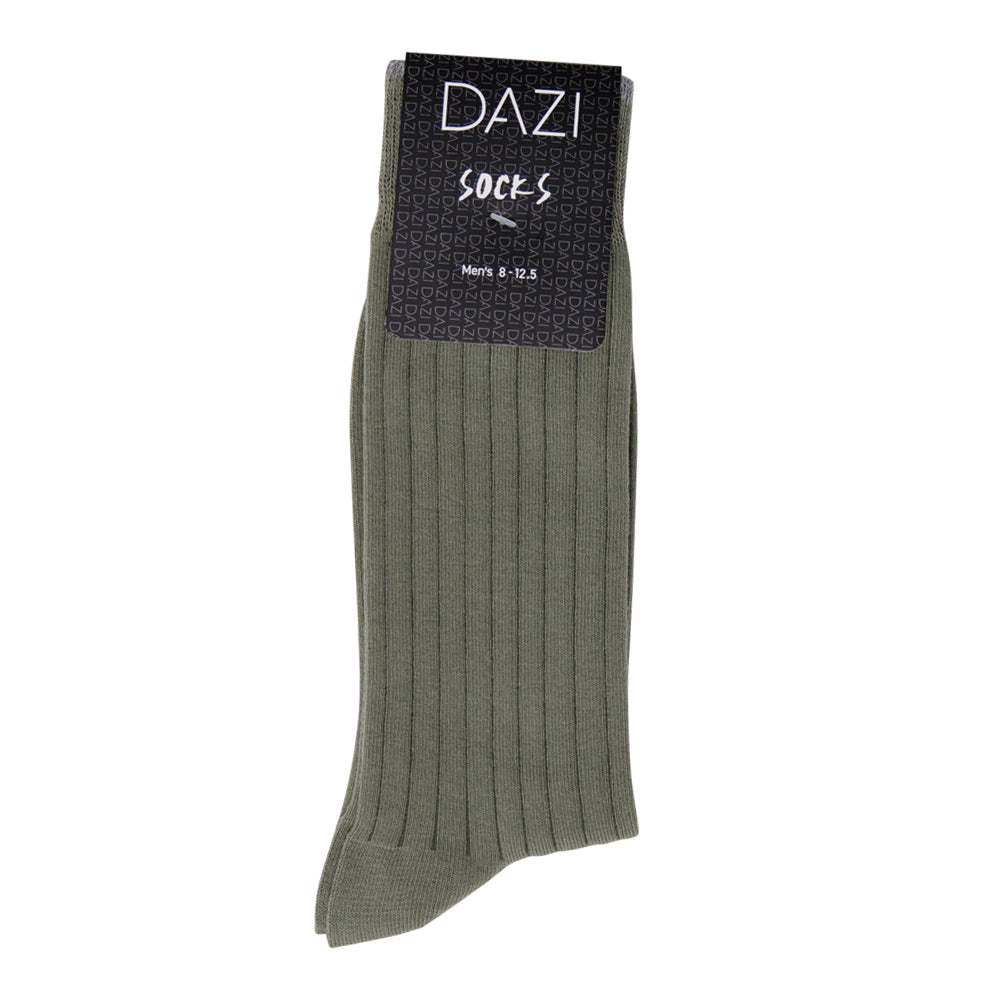 DAZI Dress Socks - Solid Sage Ribbed Dress Socks