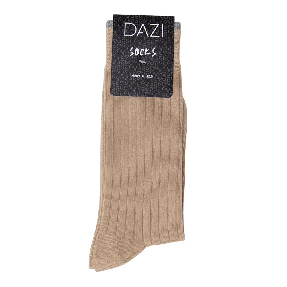 DAZI Dress Socks - Solid Sand Ribbed Dress Socks