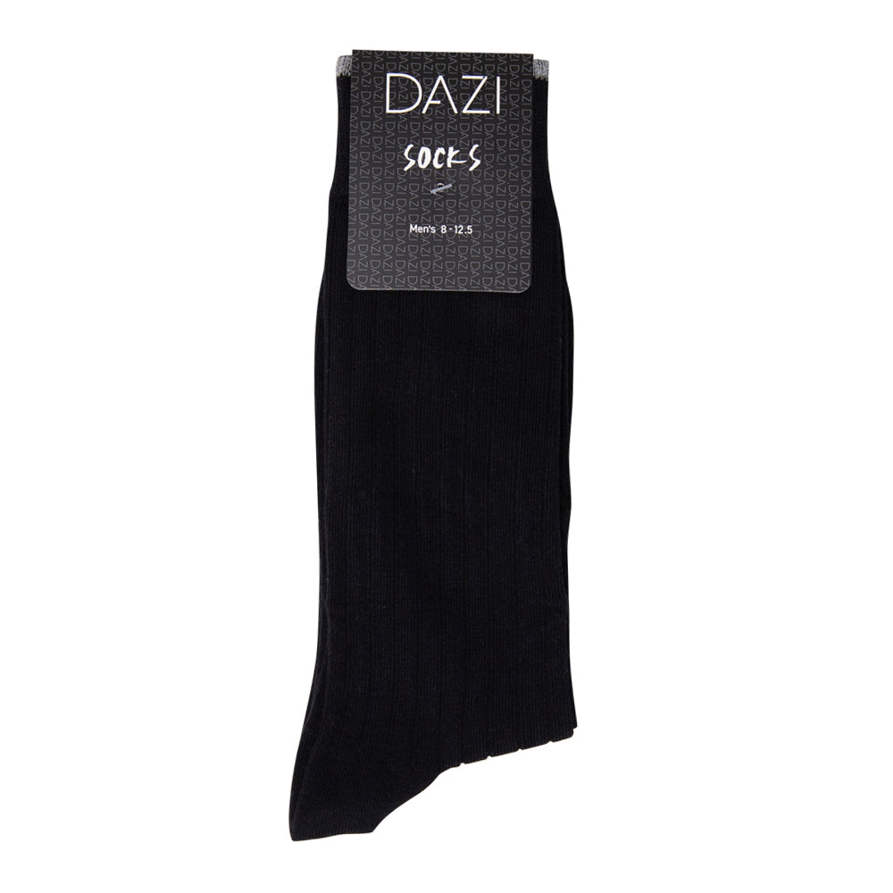DAZI Dress Socks - Solid Shadow Black Ribbed Dress Socks