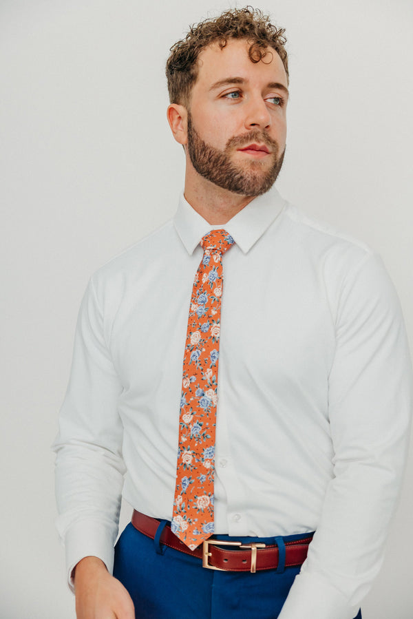 DAZI - Western - Floral Skinny Tie