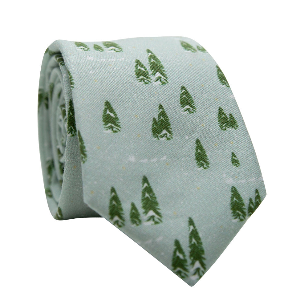Winter Pines Christmas Holiday Skinny Tie by DAZI | Width 2.5" Length 58" (Skinny) | 100% Cotton Handmade Unique Men's Christmas Ties Winter Pines Christmas Holiday Skinny Tie by DAZI | Width 2.5" Length 58" (Skinny) | 100% Cotton Handmade Unique Men's Christmas Ties