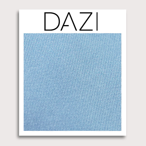 Solid Dusty Blue Satin Fabric Swatch Sample. 3" x 4" fabric sample on cardstock.