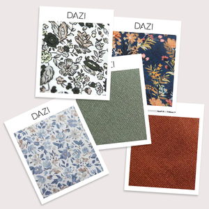 Fabric Swatch Bundle with Sage, Rust, Silhouette, Tiger Lily and Scorpion Grass.