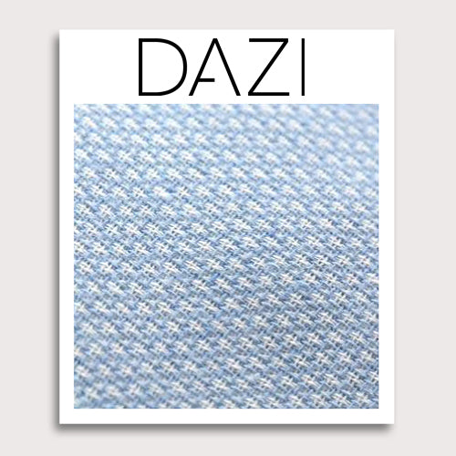 Frosted Morning Fabric Swatch Sample. 3" x 4" fabric sample on cardstock. Blue and white textured fabric.