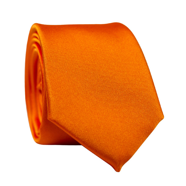Solid Orange Twill Woven Silk Tie