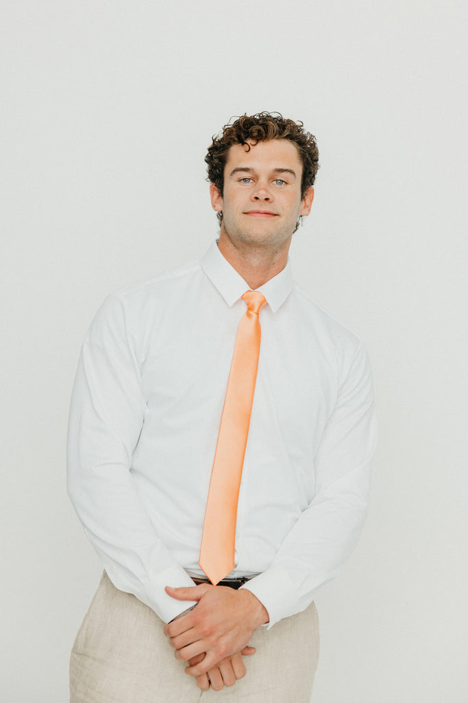 Solid Peach Satin Tie