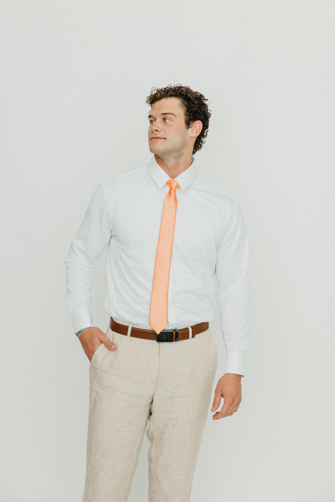 Solid Peach Satin Tie