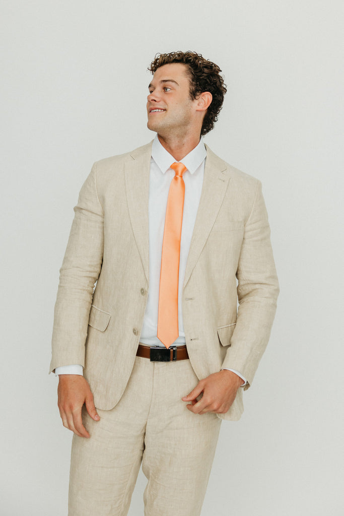 Solid Peach Satin Tie