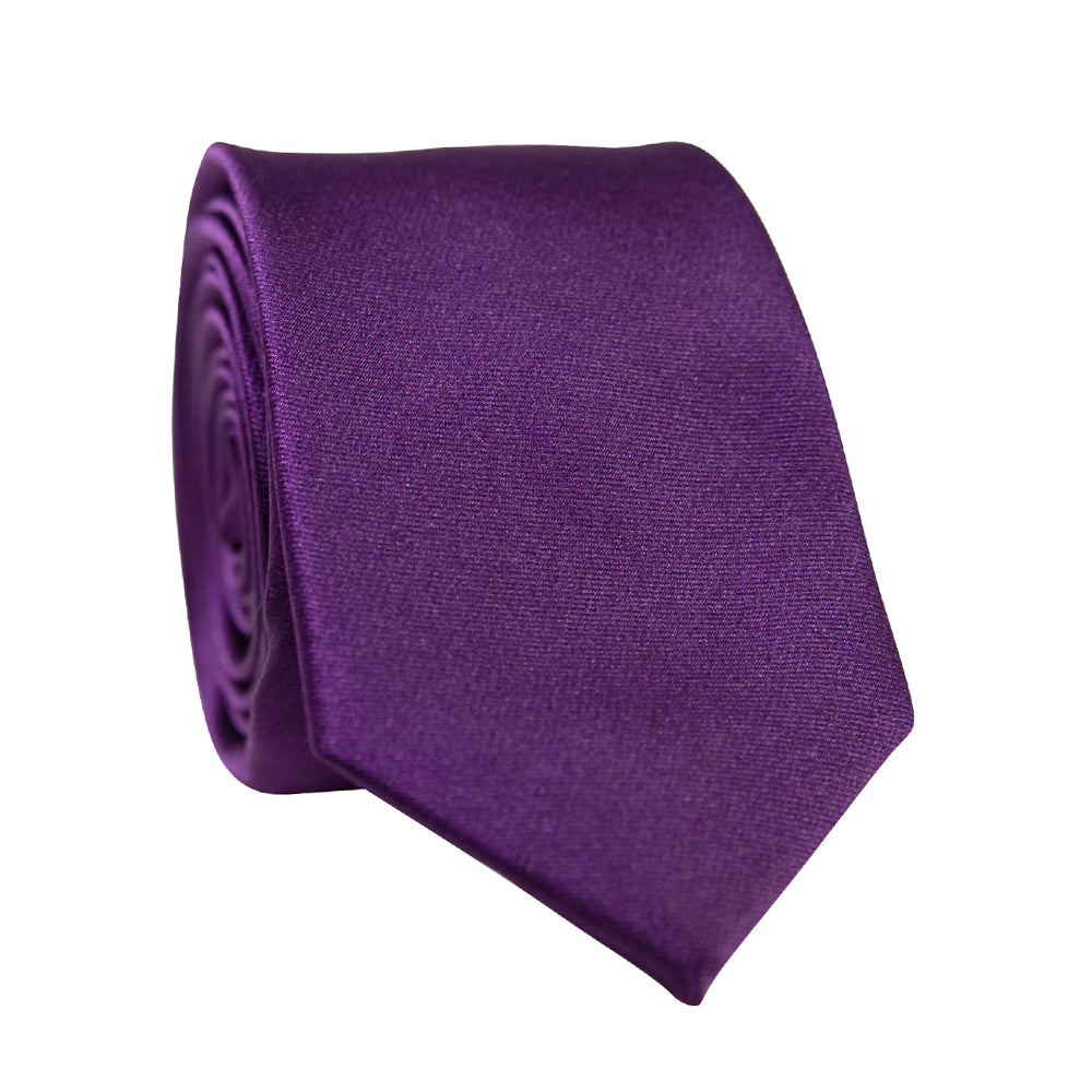 DAZI Plum Solid Polyester Satin Tie