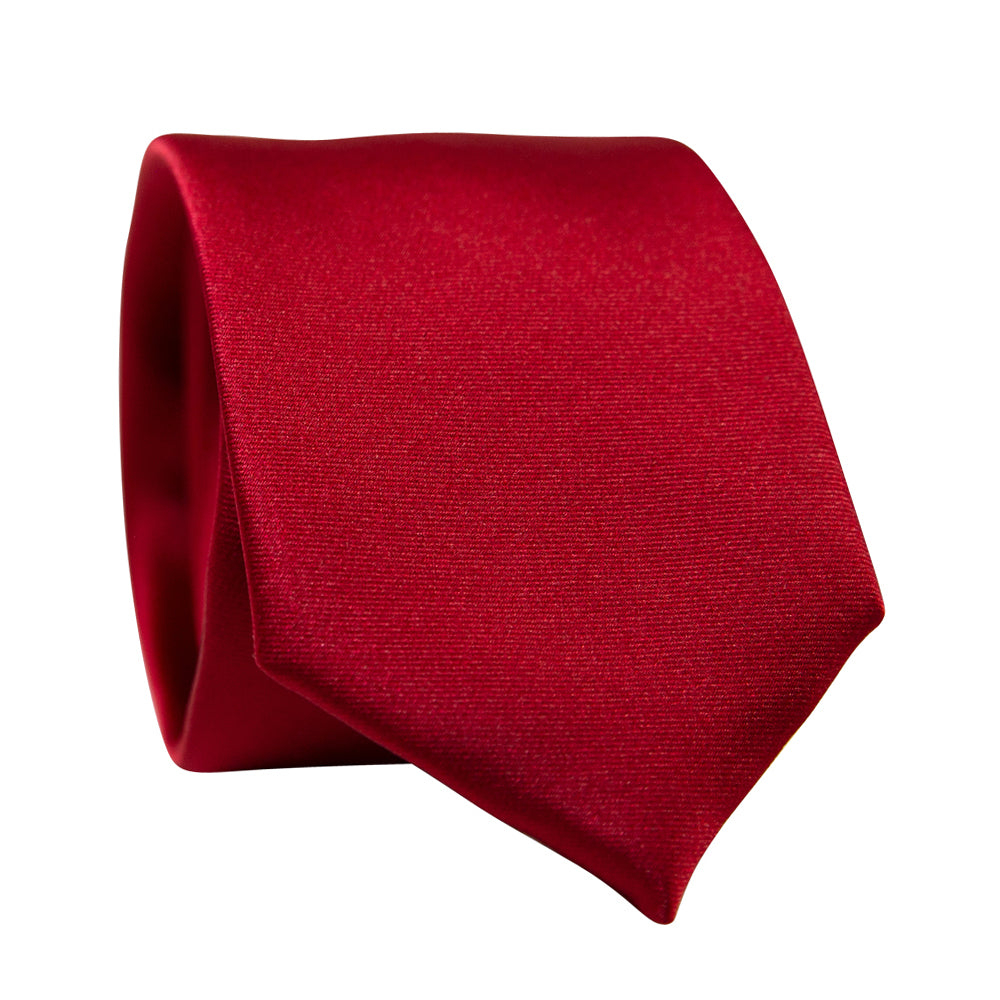 DAZI Red Solid Polyester Satin Tie